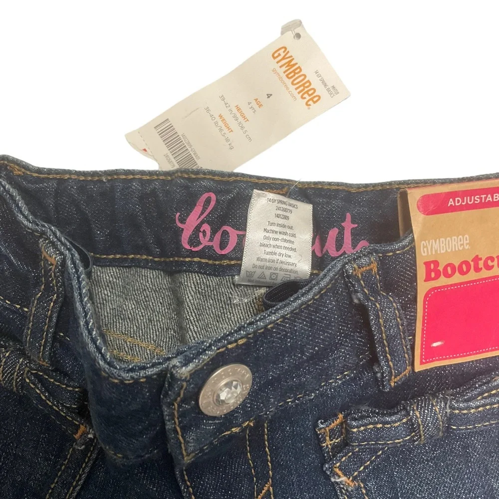GYMBOREE Girls sz 4 Jeans Bootcut Adjustable Waist Pockets Denim Bows NWT
